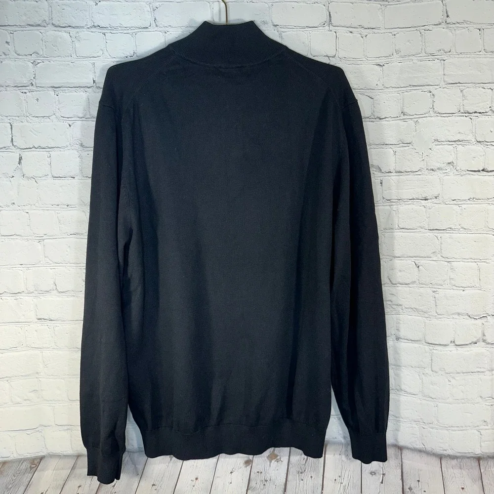 NEW Collars & Co Mens XL Black Cotton Cashmere Quarter Zip Pullover Sweater NWT